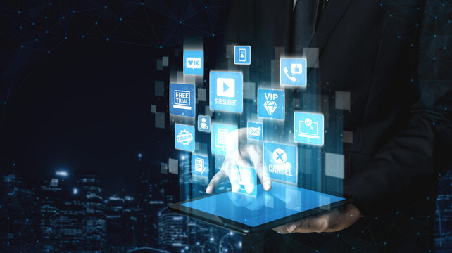 Concept of subscription services provides exclusive digital content. This model offers continuous access, enhancing subscription services with personalized experiences and benefits. Entice