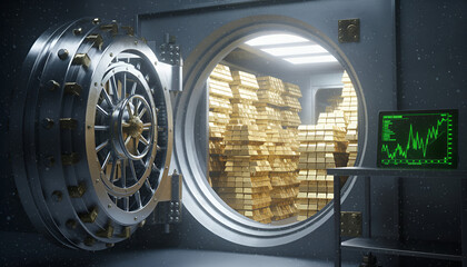 Protect your wealth with a secure vault filled with gold bullion and growth charts