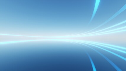 Abstract blue wavy line, Neon light on sky background, Futuristic or Digital concept, Dynamic movement, Sci-fi scene with copy space, 3d rendering