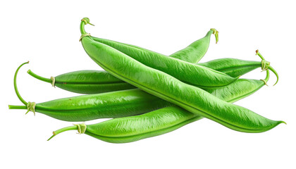 Vivid green, stacked bean pods on a black backdrop. Close up, fresh, detailed