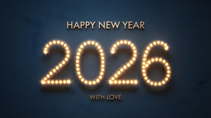 Sparkling 2026 New Year Greetings with Love, perfect for holiday promotions, festive cards, and celebrating new beginnings with warmth and joy