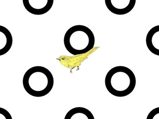 シンプルな背景の中にいる黄色い鳥のイラスト