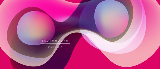 Abstract flowing shapes, vibrant pinks, purples, whites create dynamic background design. Modern aesthetic, smooth gradients present.