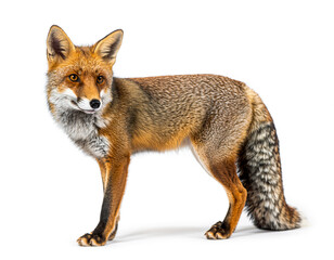 Realistic Red Fox Full Body Isolated White Background