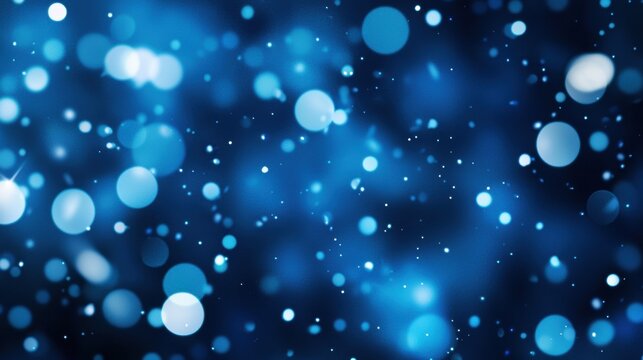 Abstract Blue Bokeh Lights Background with Sparkling Glitter Particles
