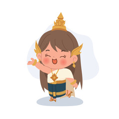 adorable thai character in national dress presenting thai heritage and culture