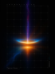 Vertical pulse of light forming holographic symmetry. Concept of futuristic UI backgrounds, AR and VR overlays, sci-fi interface mapping, and advanced holographic visualization.