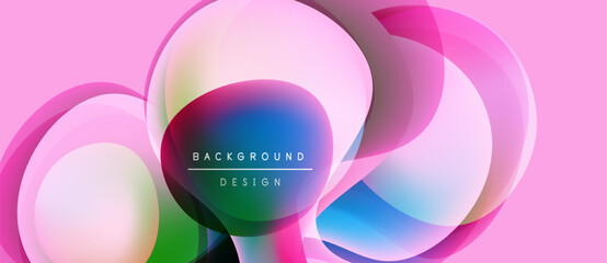 Abstract pink background. Overlapping translucent circles create dynamic visual effect. Modern design elements present.