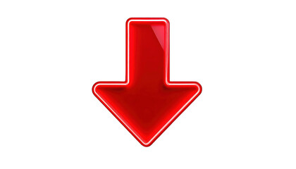 Bright red, downward pointing arrow with neon outline on a black background