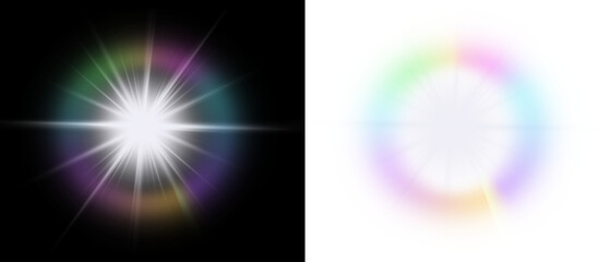 PNG Vibrant light effect with starburst and colorful spectrum flare