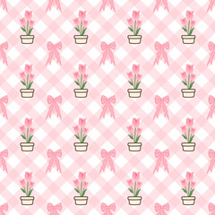 seamless pattern with pink flowers
