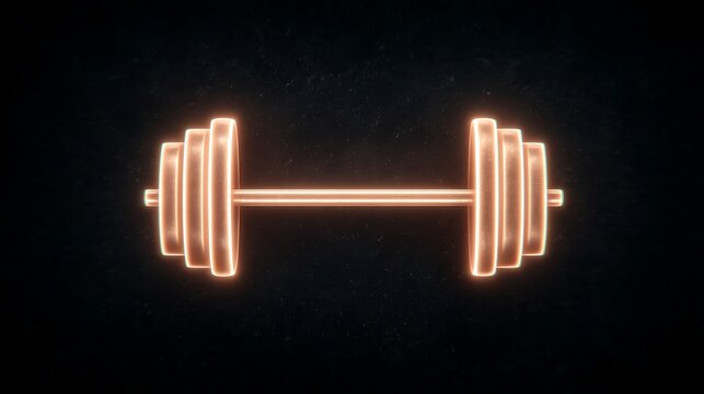 Floating minimal weight icon surrounded by glow, fitness, empowered training