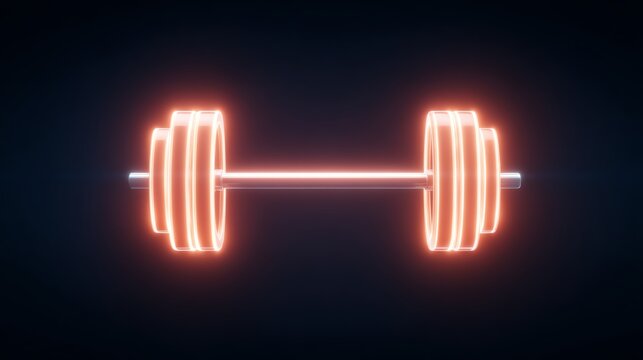 Floating minimal weight icon surrounded by glow, fitness, empowered training