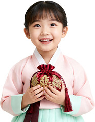 복주머니를든한복입은여자아이