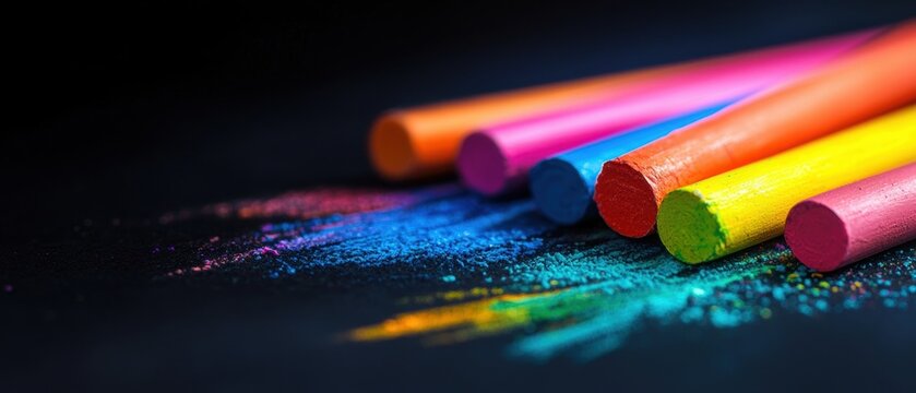 Vibrant Artistic Chalk Pastels with Colorful Pigment Dust - Powered by Adobe