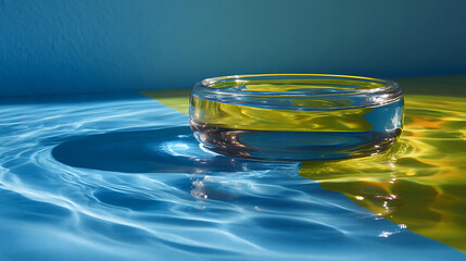 Abstract Sunlight Reflections on Water in a Glass