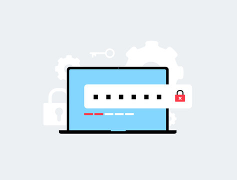 Cybersecurity weak password login breach risk attack warning as careless users reuse simple codes and face account takeover threats across apps under poor session control vector illustration