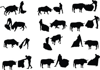 Dynamic Bullfighting Silhouettes Collection