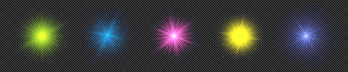 Set of light effects of lens flares