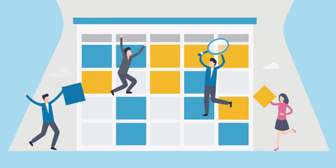 Teamwork and planning on a large calendar grid