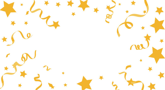 Vibrant golden stars and streamers background, perfect for marketing, invitations, and festive social media posts