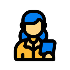 female teacher fill color icon