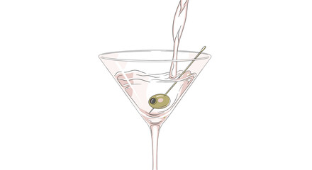 Elegant martini cocktail with olive garnish being poured, perfect for stylish bar promotions or sophisticated event invites with modern flair