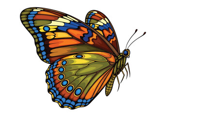Stunning colorful butterfly illustration with intricate wing patterns, perfect for nature-themed designs and vibrant creative projects, isolated on white