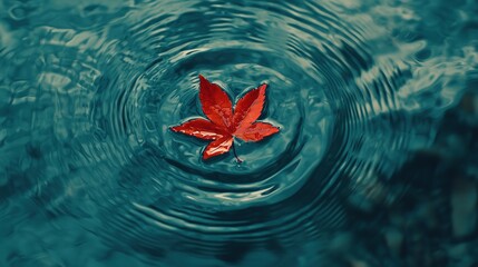 Eastern Zen Maple Leaf on Water · Cultural Aesthetic Concept