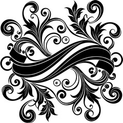 Fototapeta premium Elegant Ornament Collection: An exquisite assortment of black, swirling, stylized ornament designs, capturing the essence of refined grace and artistic charm. 