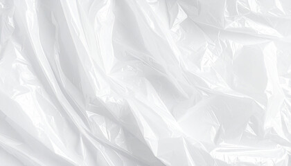 Obraz premium Close-up of crumpled, translucent, white plastic, creating abstract folds and shadows