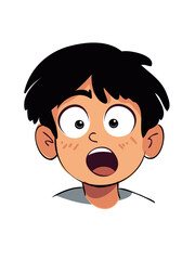 young boy with wide open mouth expression