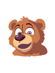 happy bear looking straight at camera white