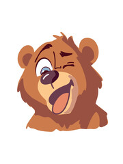 playful bear close up isolated white background