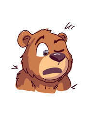 digital art of cheerful brown bear isolated