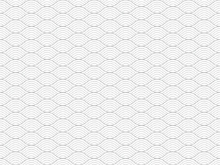 Fototapeta premium Traditional water wave line art seamless on white pattern background vector illustration. 