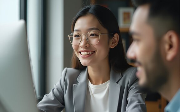 Young Asian businesswoman work at home and virtual video conference meeting with colleagues business people, online working, video call due to social distancing at home office. High quality - Powered by Adobe