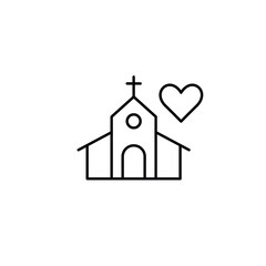 Church and heart. Faith and religious connection. Pixel perfect, editable stroke vector icon