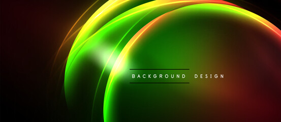 Abstract vibrant curves, glowing lines. Dark background creates dramatic visual effect. Modern design element for digital projects.