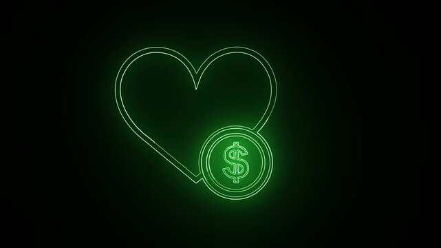 GlowingBanking trends and lovely finance innovations neon green motion Icon, Perfect for trendy Animation 4K