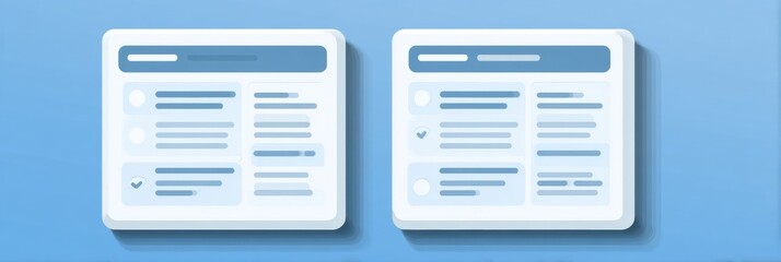 User Interface Design Featuring Two Chat Windows With Simple Layouts and Clear Text on a Blue Background