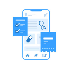 Mobile screen of business concept for online pharmacy application.