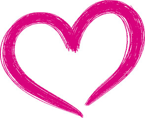 Pink hand drawn heart brushstroke. Scribble organic shape.