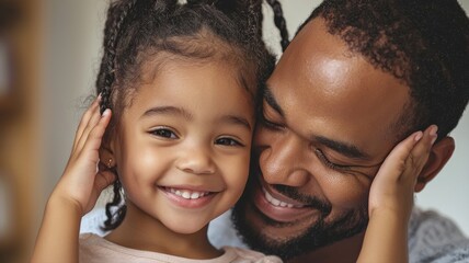 A single father braiding his daughter's hair, love and care, morning routine