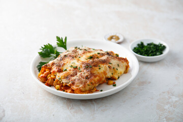 Homemade enchilada with sweet corn