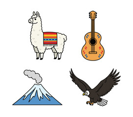 Naklejka premium South American culture icons with llama and condor