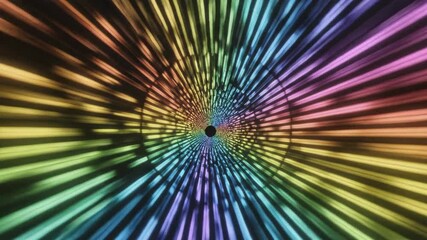Rapidly moving luminous vertical lines generating a vibrant continuous spectrum tunnel effect ideal for high-tech background loops light trails, abstract animation, data transmission
