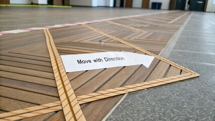 Directional Arrow on Parquet Floor for Flow Control