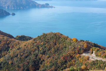 秋の山と海の景色  / Hills and Sea View in Autumn
