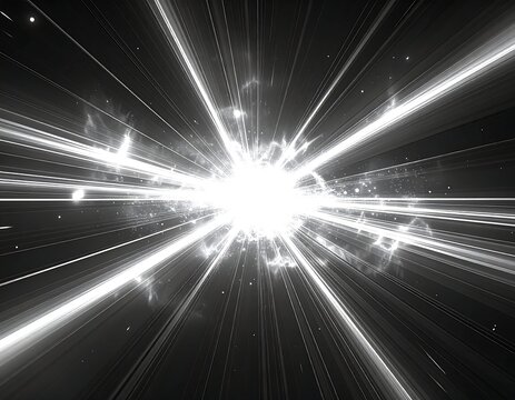 Intense, bright energy burst emanating light rays outwards - Powered by Adobe